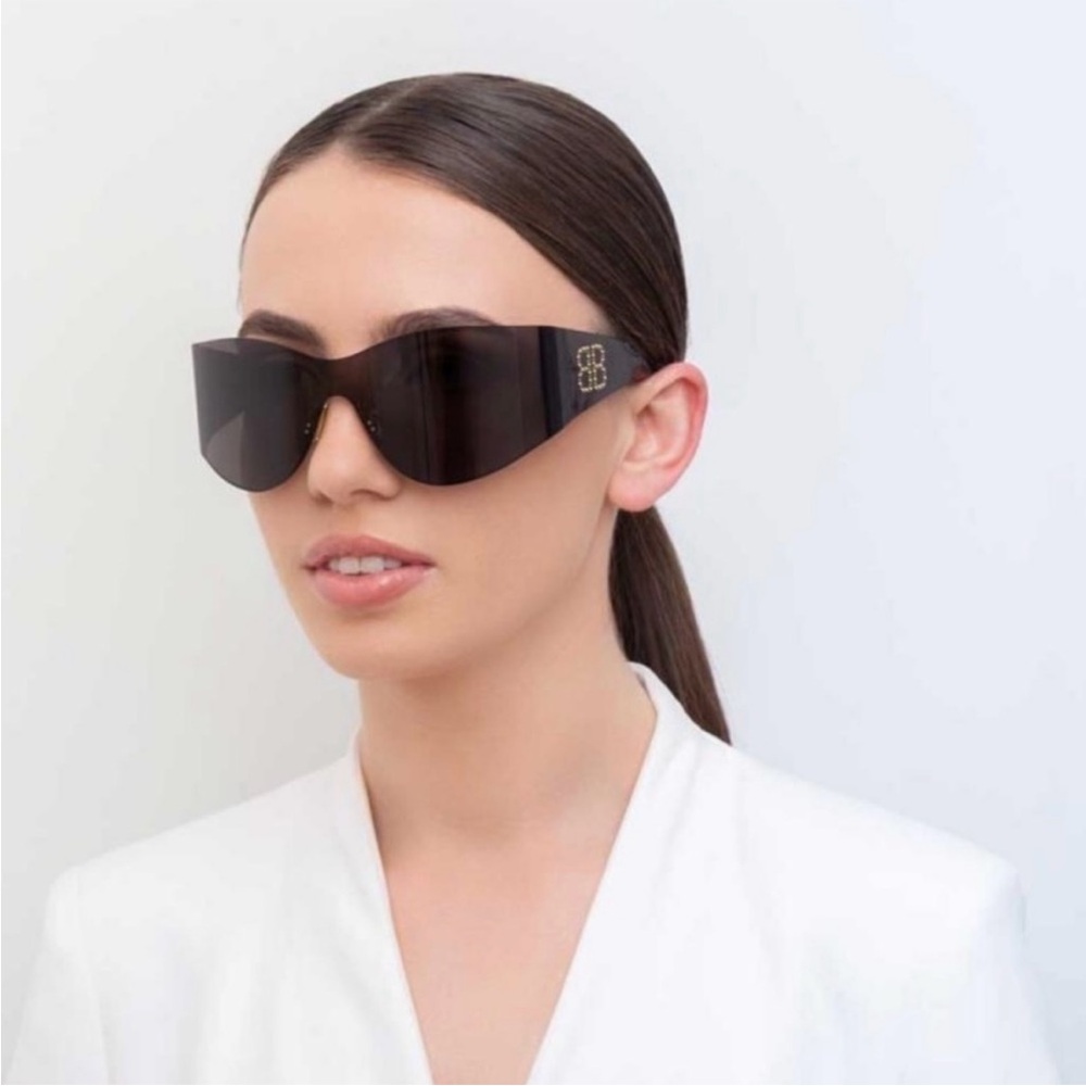 Balenciaga Shield Sunglasses with Rhinestones - Picture 2 of 8